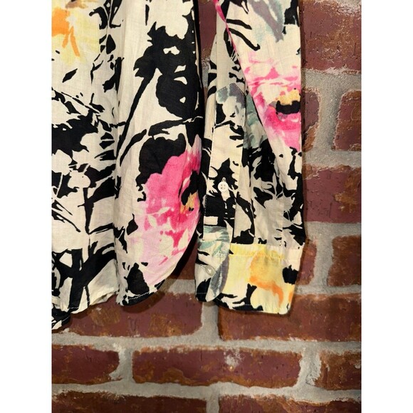Lauren Ralph Lauren black label floral cotton button up blouse size large - Picture 3 of 8